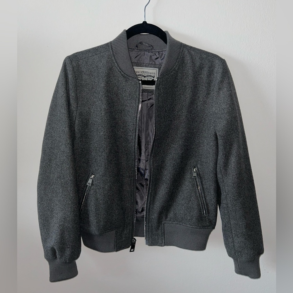 NWOT Unisex Levi Strauss & Co Grey Wool Bomber Jacket